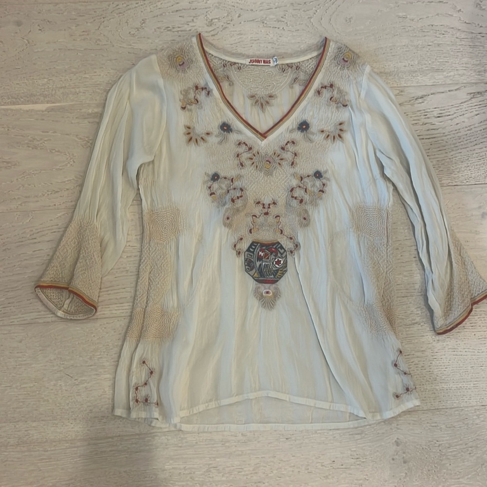 Johnny Was XS silk boho top NWOT